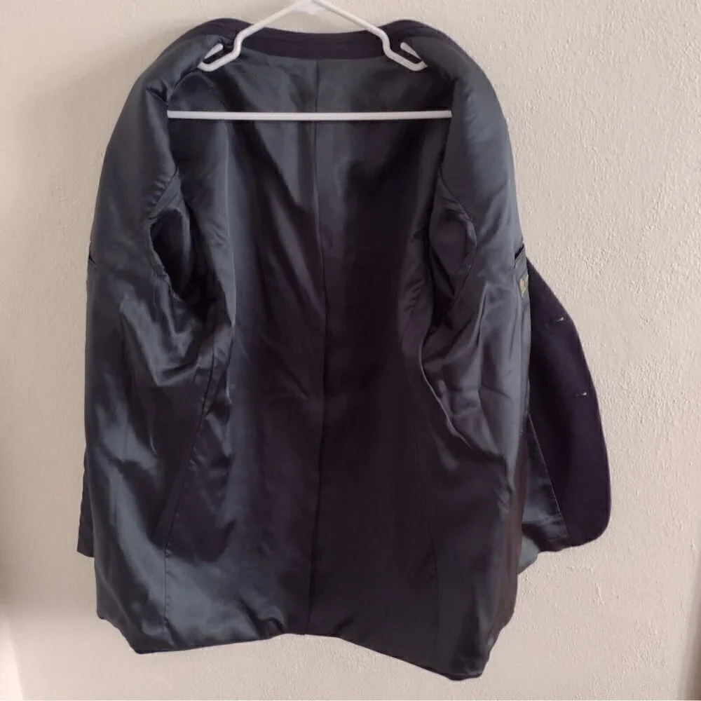Moores Gabardine 100% Wool Classic Suit Jacket Lined Black Mens 46 Reg